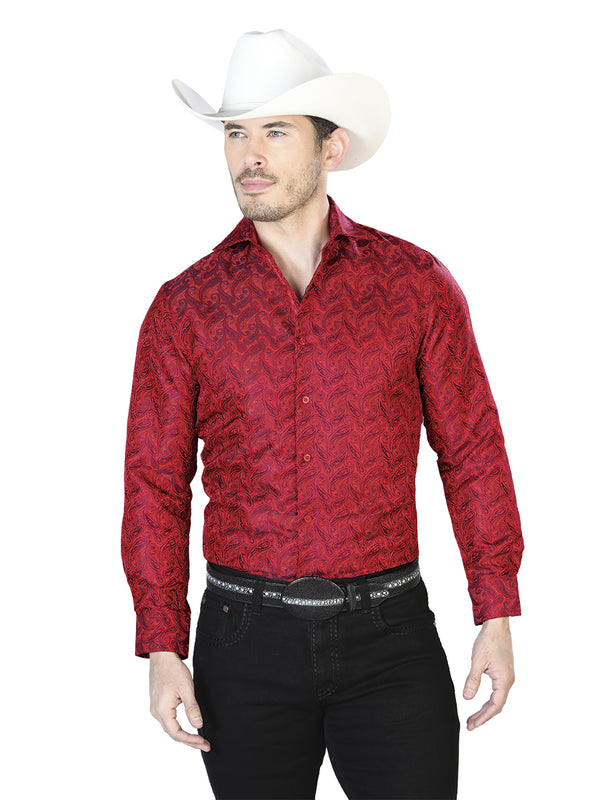 Camisa Casual Manga Larga El Señor De Los Cielos 2108037 100% Microfibra (Poliéster) Rojo 43709