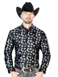 Camisa Vaquera de Hombre El Señor de los Cielos Manga Larga Casual en 100% Microfibra (Poliéster) Color Negro/Blanco 43710