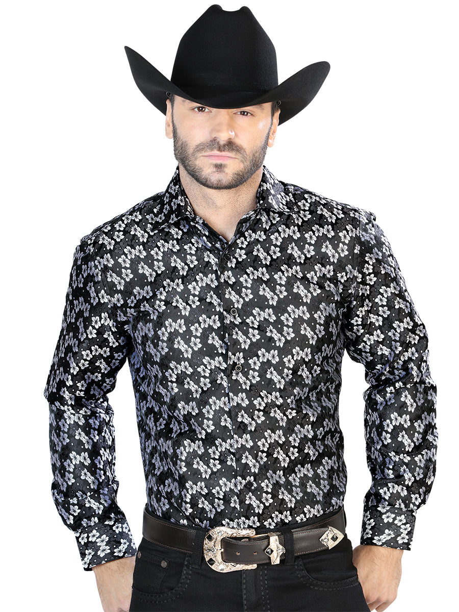 Camisa Vaquera de Hombre El Señor de los Cielos Manga Larga Casual en 100% Microfibra (Poliéster) Color Negro 43744