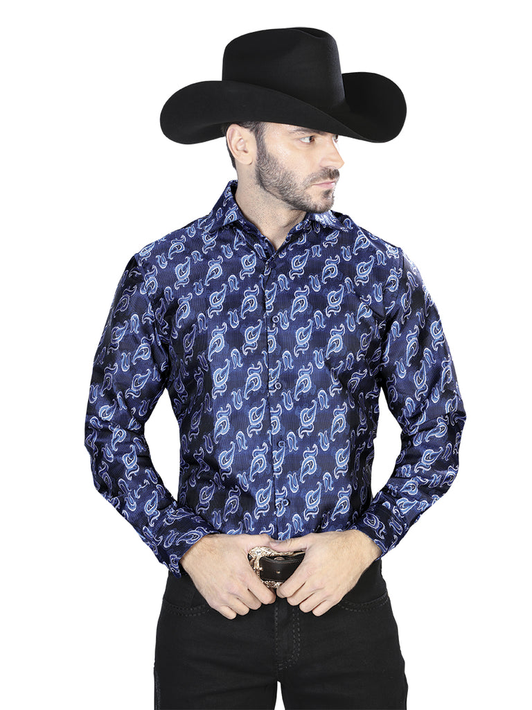 Casual Camisa L/ Manga El Señor De Los Cielos 2108017 100% Microfiber (Poliéster) Azul 43755