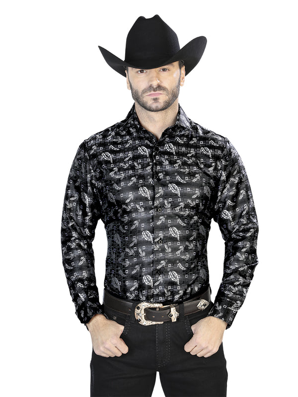 Camisa Casual Manga L El Señor De Los Cielos 2108020 100% Microfibra (Poliéster) Negro 43758