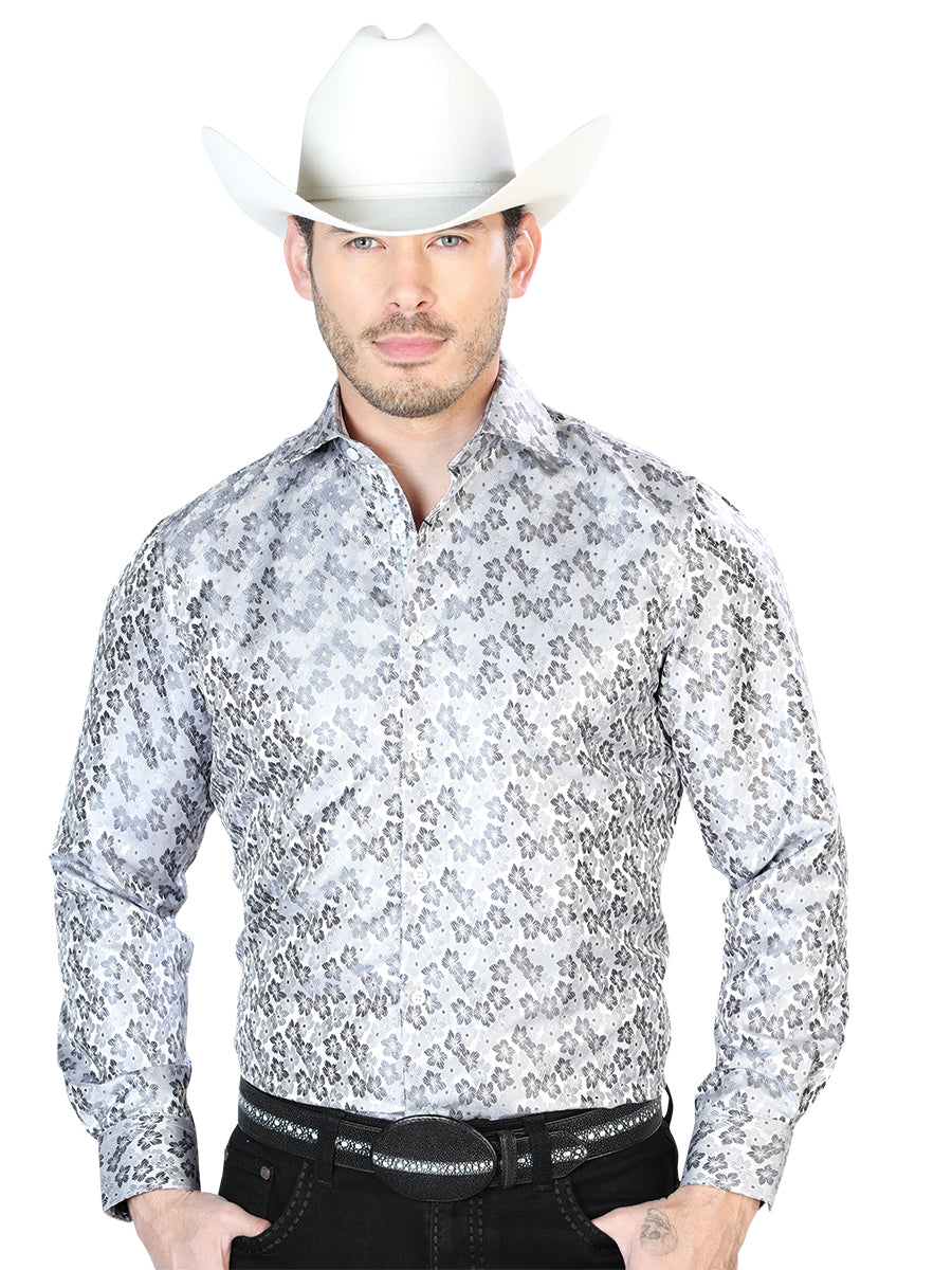 Camisa Casual L/ Manga El Señor De Los Cielos 2108024 100% Microfibra (Poliéster) Gris 43762