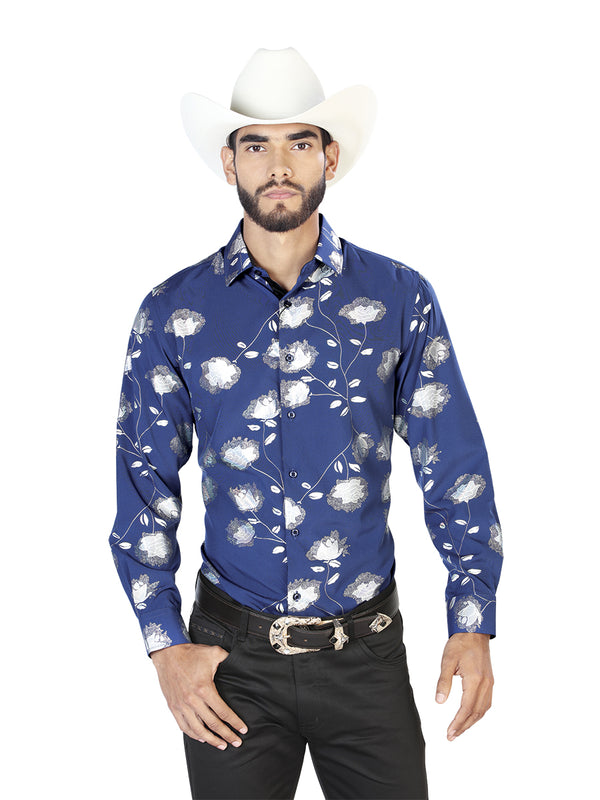 Camisa Casual Manga L El Señor De Los Cielos Wh7-006 97% Poliéster 3% Elastano Marino/Azul 43774