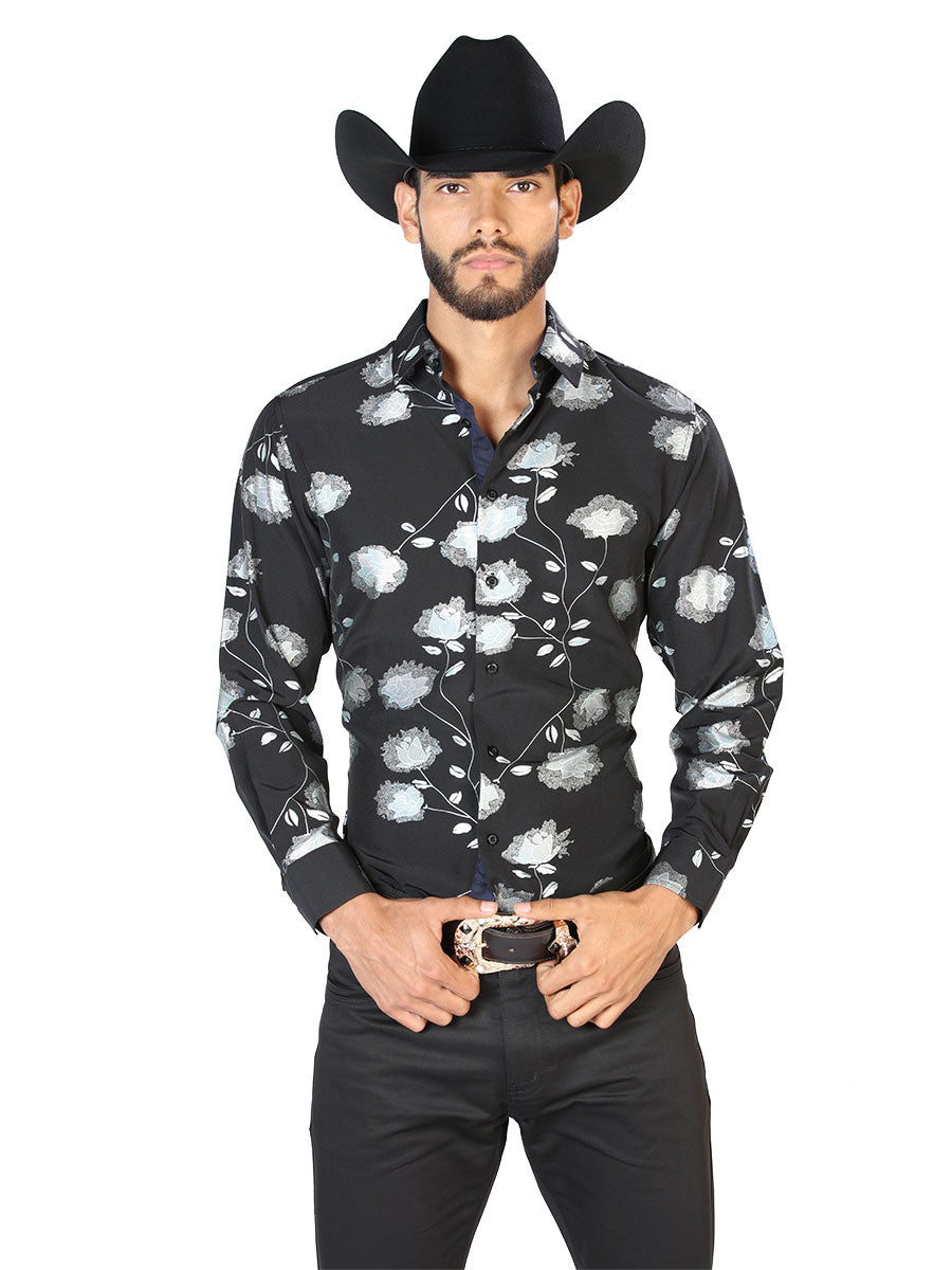 Camisa Casual Manga L El Señor De Los Cielos Wh7-004 97% Poliester 3% Elastano Negro 43777
