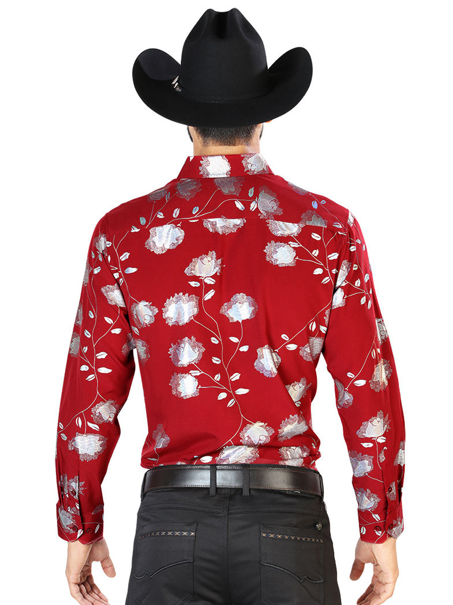 Camisa Casual Manga L El Señor De Los Cielos Wh7-003 97% Poliester 3% Elastano Rojo 43778