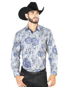 Azul Casual Manga Larga Camisa 43823