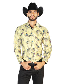 Amarillo Casual Manga Larga Camisa 43824