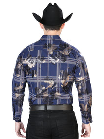 Azul Marino Azul Manga Larga Vaquero Vaquero Camisa 43837