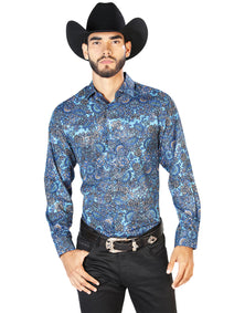 Azul Casual Manga Larga Camisa 43859