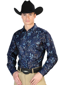 Azul Marino Casual Manga Larga Camisa 43870