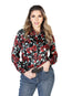 Blusa L/ Manga El Señor De Los Cielos 97%Poly 3%Lycra Negro/ Rosas Rojas 43898