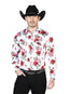 Blanco Roses Casual Manga Larga Camisa 43935