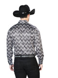 Camisa Vaquera de Hombre El Señor de los Cielos Manga Larga Casual en 97% Poliéster 3% Lycra Color Negro/Gris 43939