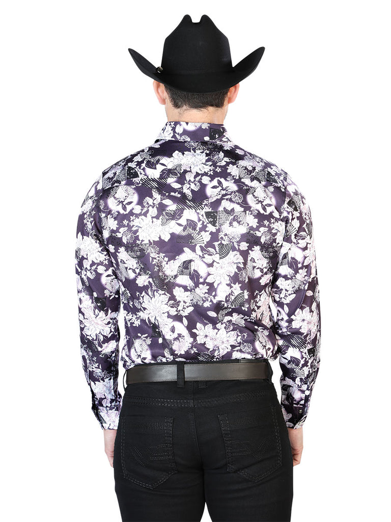 Camisa Vaquera de Hombre El Señor de los Cielos Manga Larga Broche Casual en 97% Poliéster 3% Lycra Color Blanco 43948