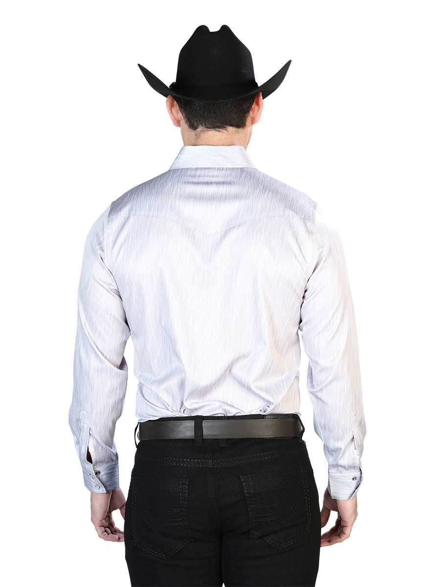 Camisa Vaquera de Hombre El Señor de los Cielos Manga Larga Casual en 97% Poliéster 3% Lycra Color Gris 43949