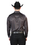 Camisa Vaquera de Hombre El Señor de los Cielos Manga Larga Broche Casual en 97% Poliéster 3% Lycra Color Café 43950