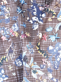 Azul Marino Floral Casual Manga Larga Camisa 43953