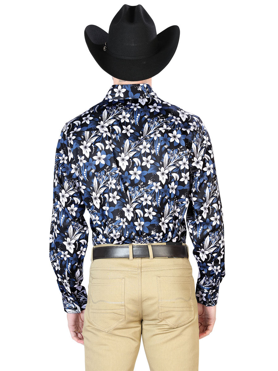 Camisa Vaquera de Hombre El Señor de los Cielos Manga Larga Broche Casual en 97% Poliéster 3% Lycra Color Negro 43954