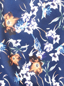 Azul Flowers Casual Manga Larga Camisa 43957