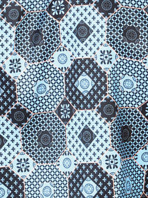 Azul Estampado Casual Manga Larga Camisa 43963