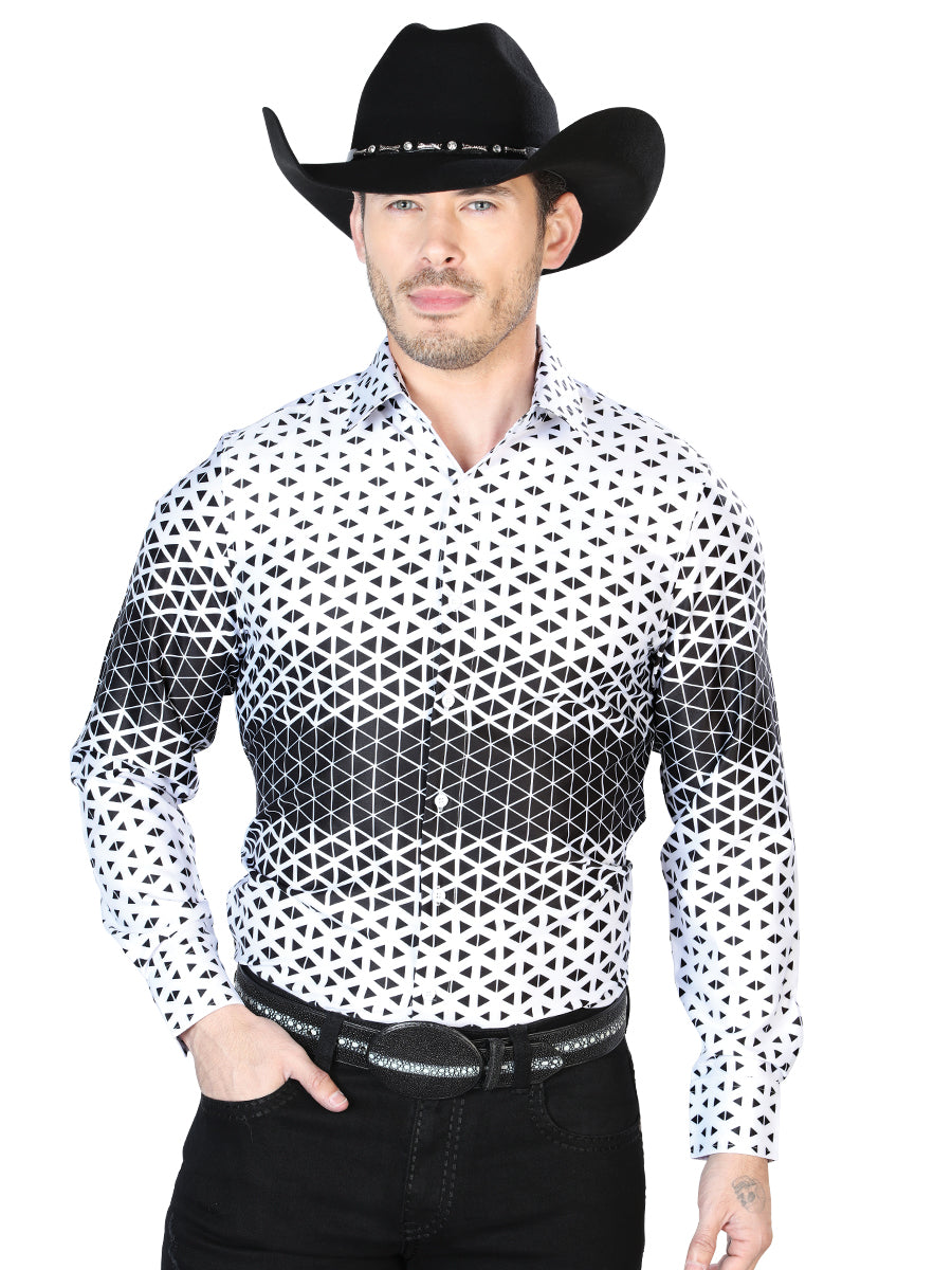 Camisa Vaquera de Hombre El Señor de los Cielos Manga Larga Casual en 97% Poliéster 3% Lycra Color Gris 43988