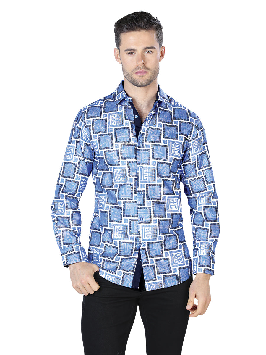 Camisa Vaquera de Hombre El Señor de los Cielos Manga Larga Casual en 100% Poliéster Color Azul 44004