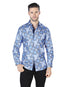 Azul Casual Manga Larga Camisa 44004