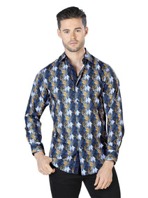 Azul Casual Manga Larga Camisa 44046