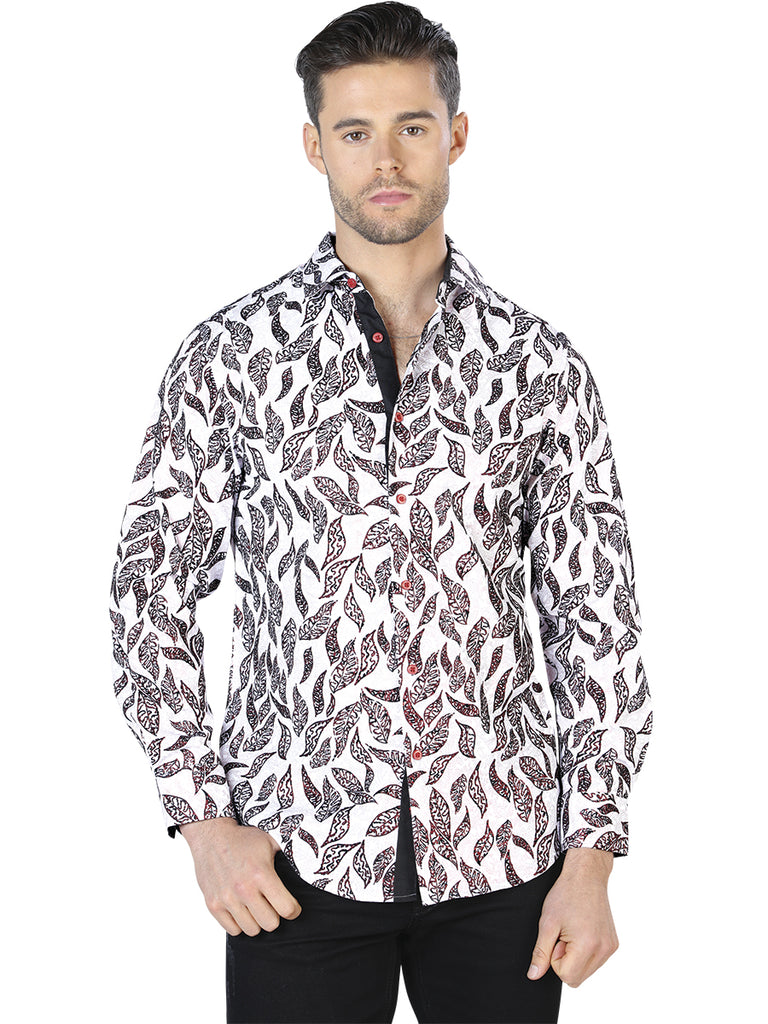 Camisa Vaquera de Hombre El Señor de los Cielos Manga Larga Casual en 97% Poliéster 3% Spandex Color Blanco 44055
