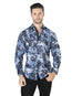 Azul y Negro Casual Manga Larga Camisa 44058