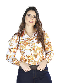 Camisa Casual L/ Manga El Señor De Los Cielos 1 97%Poliéster 3%Lycra Blanco Roto/Dorado 44062