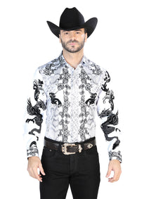 Blanco Negro Casual Manga Larga Camisa 44066