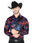 Azul y Rojo Casual Manga Larga Camisa 44080