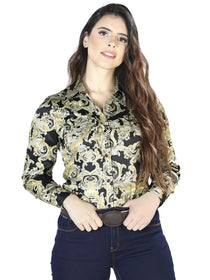 Camisa Casual Manga Larga El Señor De Los Cielos 33 97%Poliéster 3%Lycra Oro/Negro 44107