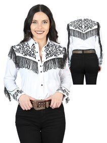 Dama Fringe Blanco Bordado Vaquero - Style Blusa 44182