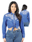 Dama Royal Azul Bordado Vaquero - Style Blusa 44185