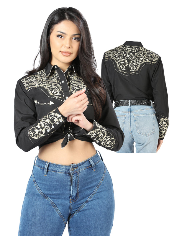 Dama Negro Bordado Vaquero - Style Blusa 44190
