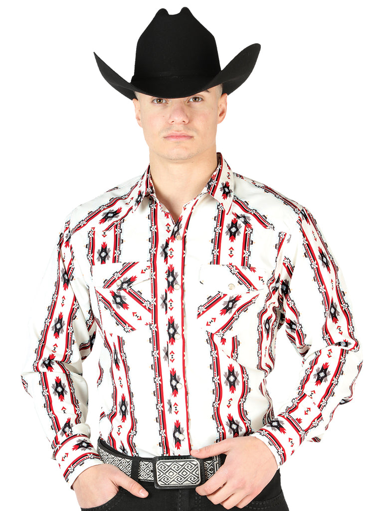 Camisa Vaquera de Hombre El Señor de los Cielos NO.94 Manga Larga Broche en 65% Poliéster 35% Algodón Color Beige 44211