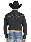Camisa Vaquera de Hombre El General MEX2308 Manga Larga Bordada en 65% Poliéster 35% Algodón Color Negro 44297