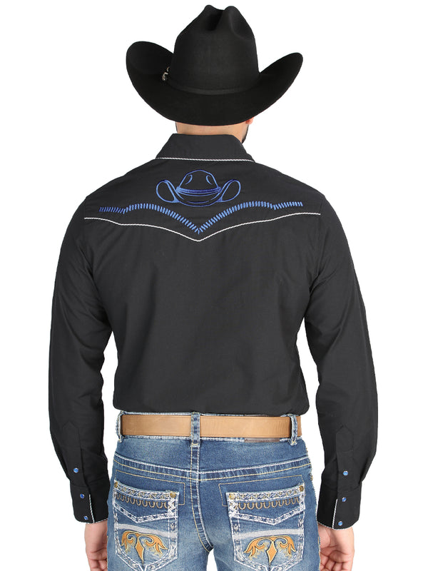 Camisa Vaquera de Hombre El General MEX2308 Manga Larga Bordada en 65% Poliéster 35% Algodón Color Negro 44297