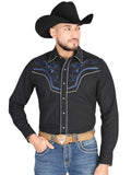 Camisa Vaquera de Hombre El General MEX2308 Manga Larga Bordada en 65% Poliéster 35% Algodón Color Negro 44297