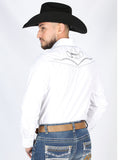 Camisa Vaquera de Hombre El General Manga Larga Bordada Casual en 65% Poliéster 35% Algodón Color Blanco/Negro 44298
