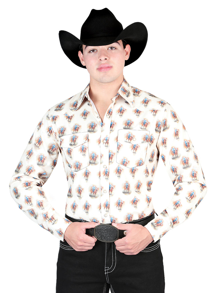 Camisa Vaquera de Hombre El General Manga Larga Broche Casual en 65% Poliéster 35% Algodón Color Café 44307