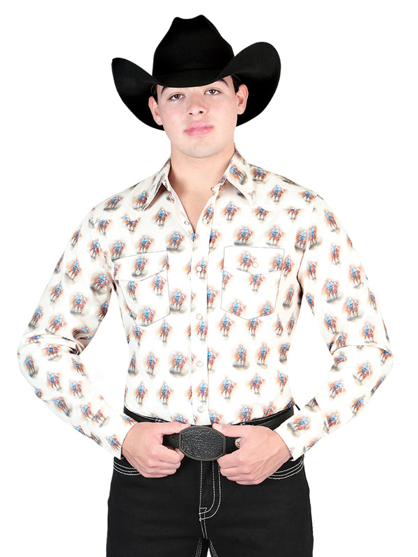 Camisa Vaquera de Hombre El General Manga Larga Broche Casual en 65% Poliéster 35% Algodón Color Café 44307