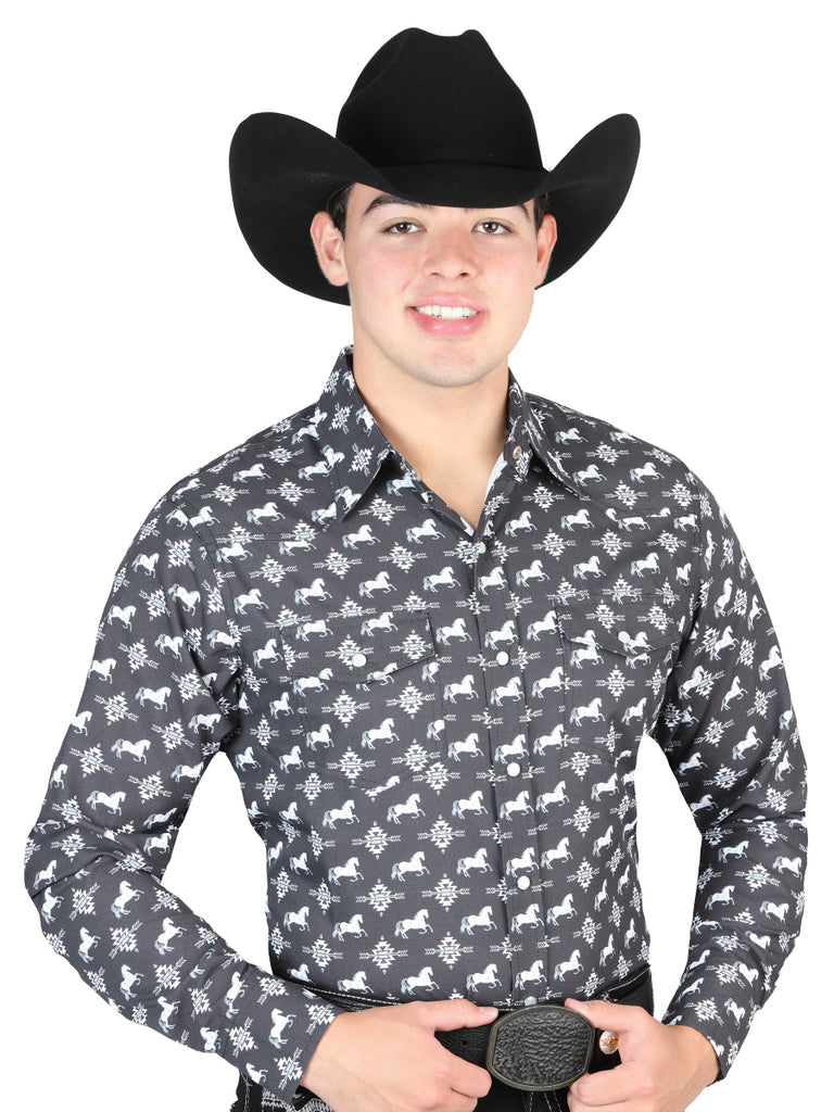 Camisa Vaquera de Hombre El General Manga Larga Broche Casual en 65% Poliéster 35% Algodón Color Blanco 44320