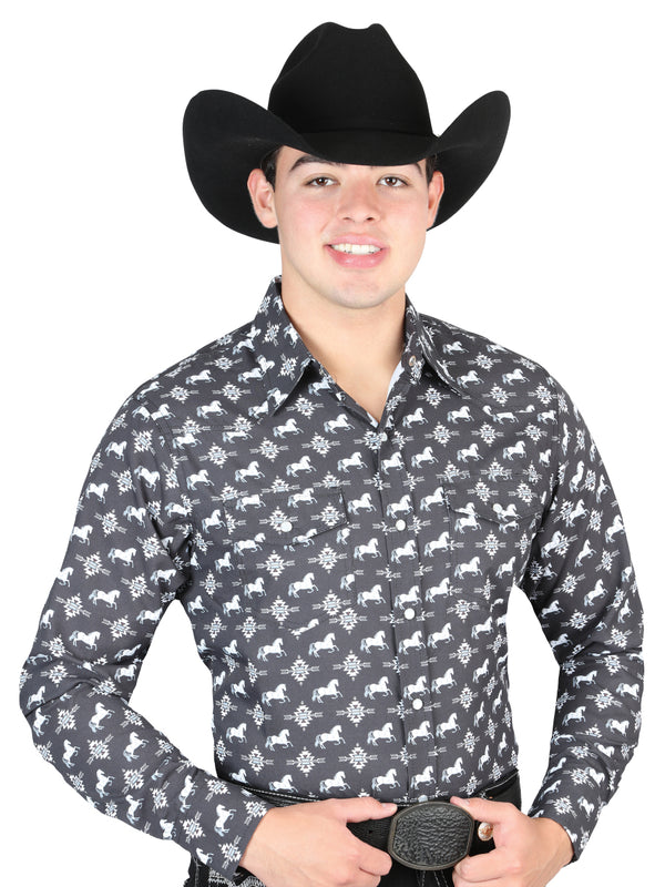 Camisa Vaquera de Hombre El General Manga Larga Broche Casual en 65% Poliéster 35% Algodón Color Blanco 44320