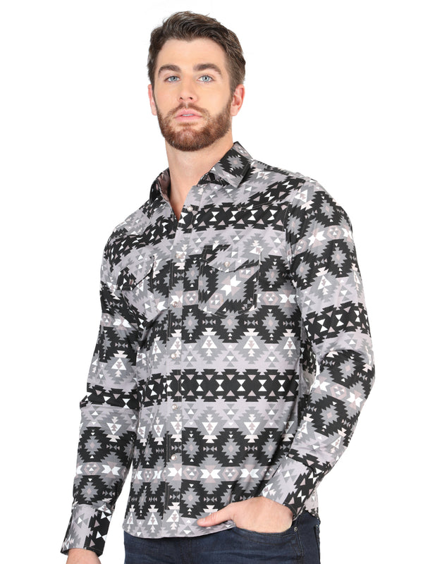 Camisa Vaquera de Hombre El Señor de los Cielos Manga Larga Broche Casual en 97% Algodón 3% Lycra Color Negro 44397