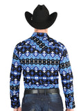 Camisa Vaquera de Hombre El Señor de los Cielos Manga Larga Broche Casual en 97% Algodón 3% Lycra Color Azul 44398