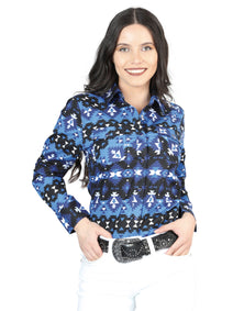 Casual Long - Sleeve Camisa del General Azul 44410