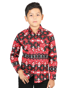 Casual Long - Sleeve Camisa del General Rojo 44414